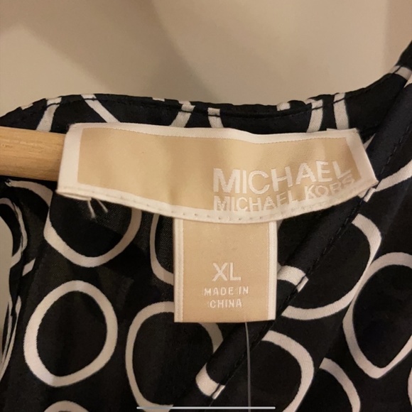 NWOT Michael Kors Sz XL Navy Blue Circle Print Pattern Empire Waist Maxi Dress - Picture 3 of 5